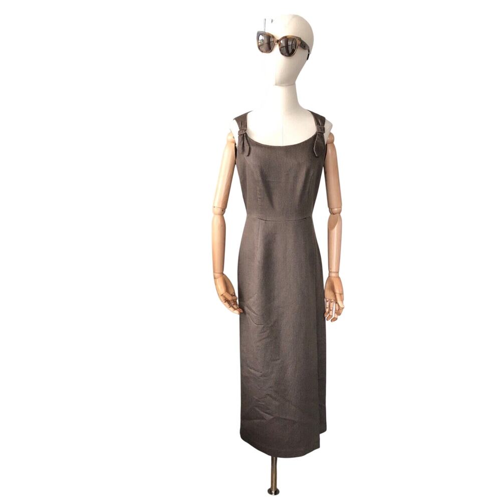 Vintage 90s Harvest Moon Share the Earth Brown Textured Maxi Pencil Dress